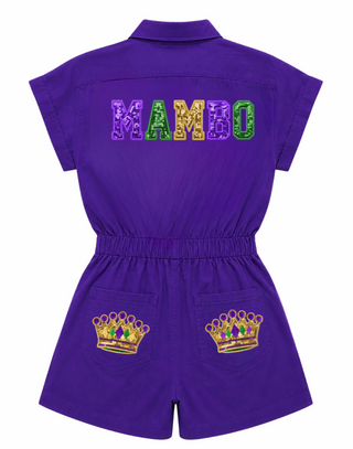 Sequin Mardi Gras Patch Romper