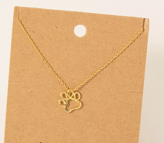 Gold Dipped Wire Paw Pendant Necklace