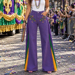 womens fringe mardi gras jeans 