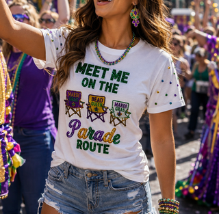 Mardi Gras Meet me on The Parade Route Sequin T-Shirt