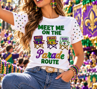 Mardi Gras Meet me on The Parade Route Sequin T-Shirt