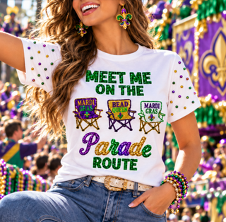 Mardi Gras Meet me on The Parade Route Sequin T-Shirt