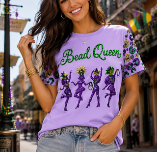 Mardi Gras Bead Queen Sequin T-Shirt