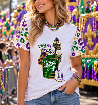 Mardi Gras Sequin Geaux Cup Top