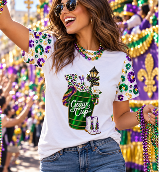 Mardi Gras Sequin Geaux Cup Top