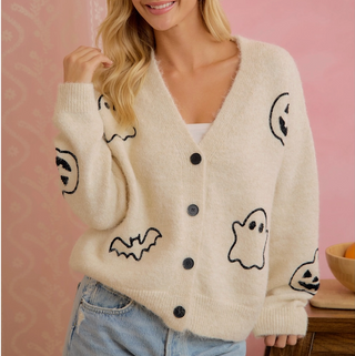 Halloween Ghost Pumpkin Cardigan