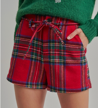Holiday Christmas Checkered Plaid Shorts