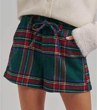 green tartan plaid shorts 