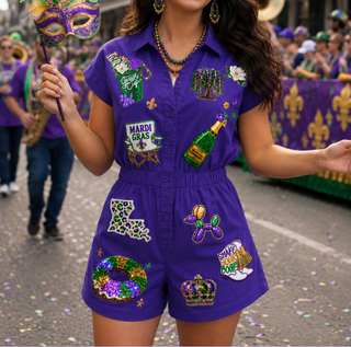mardi gras sequin romper