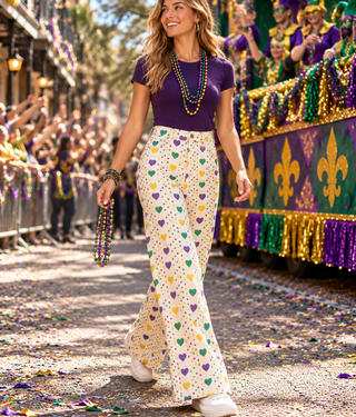 Mardi Gras Polka Dot and Hearts Pants