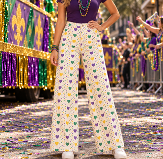 Mardi Gras Polka Dot and Hearts Pants