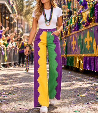 Mardi Gras Scalloped Pants