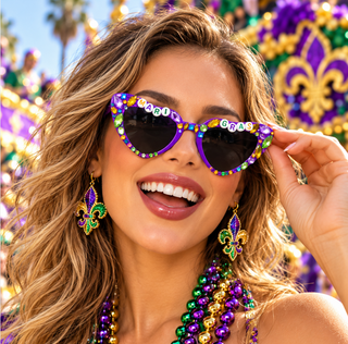 Mardi Gras Cat eye Jeweled Sunglasses