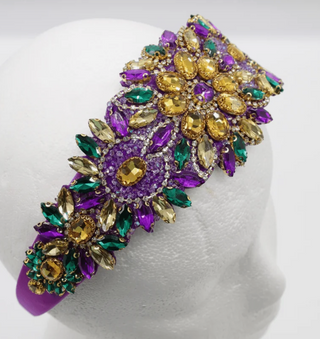Mardi Gras Jeweled Headband with Flower jewels