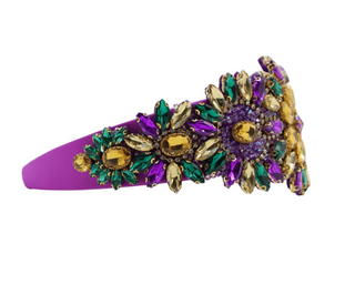 Mardi Gras Jeweled Headband with Flower jewels