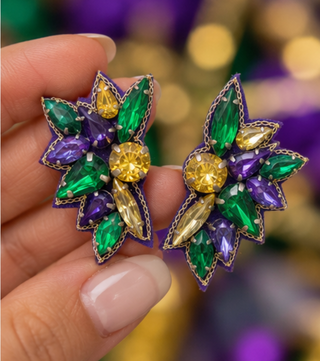 Mardi Gras Rhinestone Stud Earrings