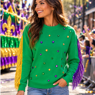 Mardi Gras Fringe Sweatshirt