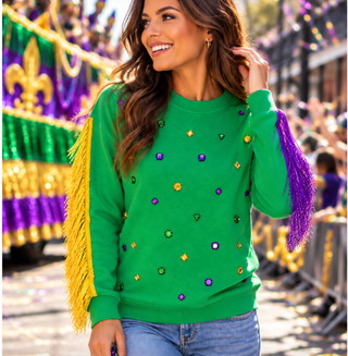 Mardi Gras Fringe Sweatshirt