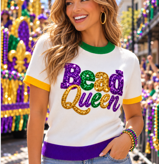 Bead Queen Sequin Sweater Top