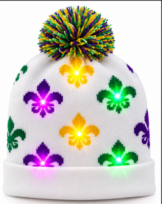 mardi gras light up beanie