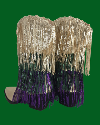 Mardi Gras Fringe Boots