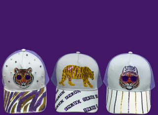 Geaux Tigers Purple and Yellow Sequin Baseball Hat