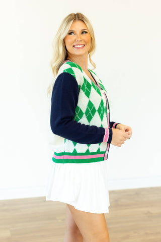 Argyle Cardigan Sweater -