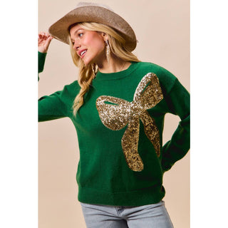 Sequin Ribbon Christmas Sweater