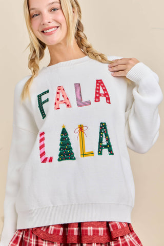 Festive Holiday Falala Embroidered Sweater