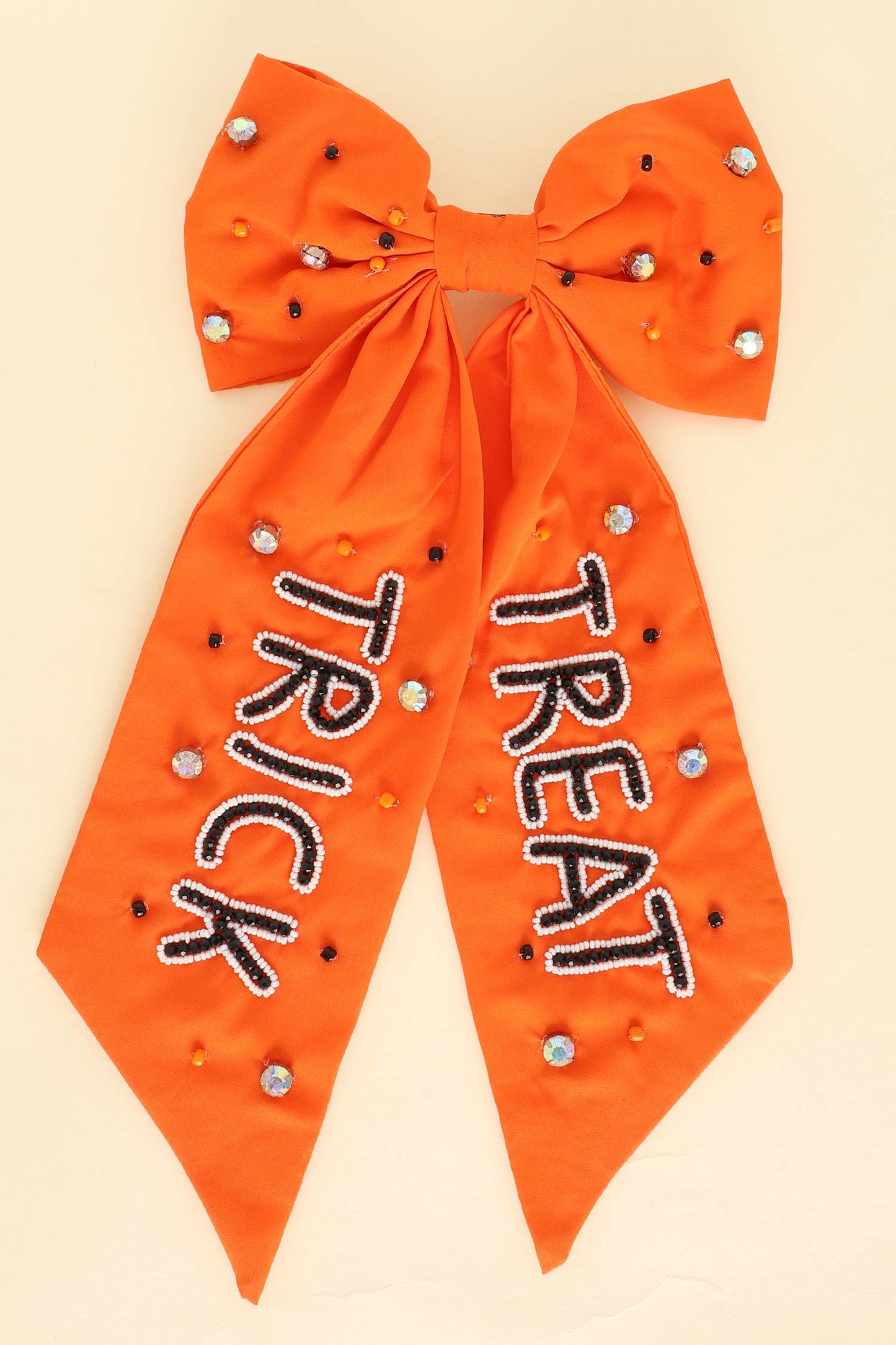 Trick Treat Halloween Jeweled Bow Barrette Hair Clip