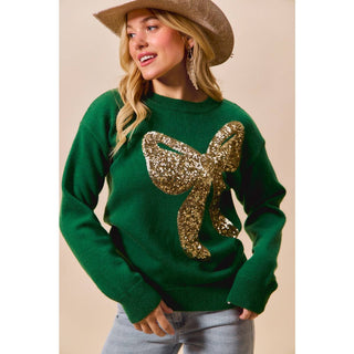 Sequin Ribbon Christmas Sweater