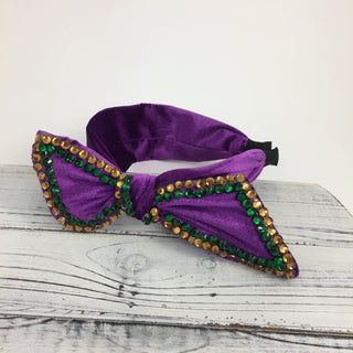 Mardi Gras bow rhinestone Headband