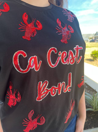 Ca Cest Bon Sparkle Sequin Tee -