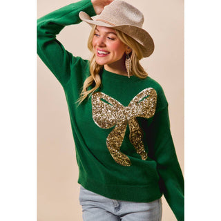 Sequin Ribbon Christmas Sweater