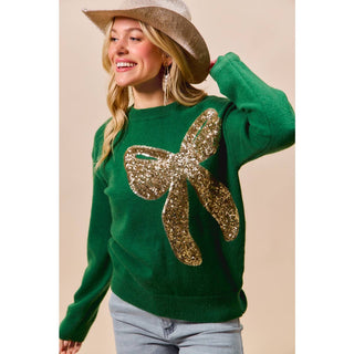 Sequin Ribbon Christmas Sweater