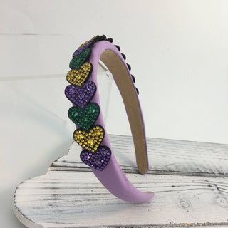 Mardi Gras heart rhinestone Headband