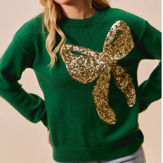 Christmas sequin bow sweater 