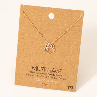 Gold Dipped Wire Paw Pendant Necklace -
