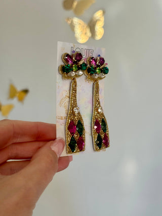 Mardi Gras Champagne Jeweled Earring