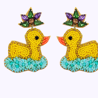 Krewe of muses rubber duck float earrings