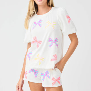 Sequin bow set womens