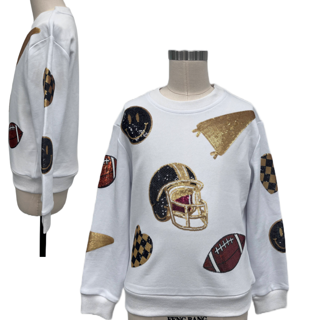 Black and Gold New Orleans Game day Sequin Sweatshirt