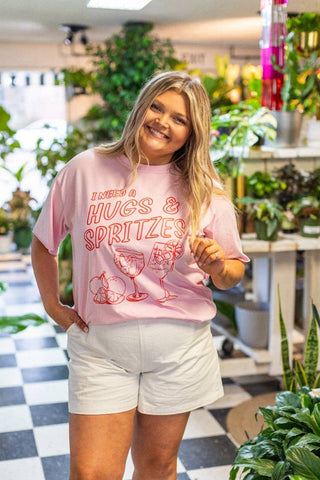 Hugs & Spritz On Pink Relaxed Fit Tee