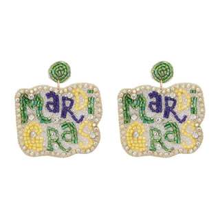 Mardi Gras Words Earring 