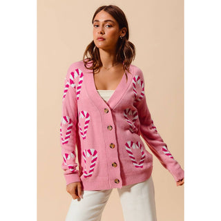 Christmas Candy Cane Cardigan ￼