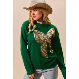 Sequin Ribbon Christmas Sweater