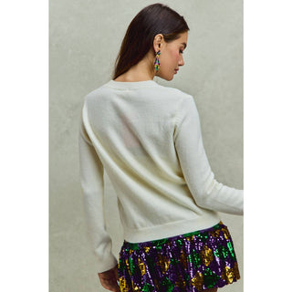 Sequin Bows Mardi Gras Sweater