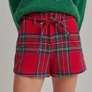 Holiday Christmas Checkered Plaid Shorts
