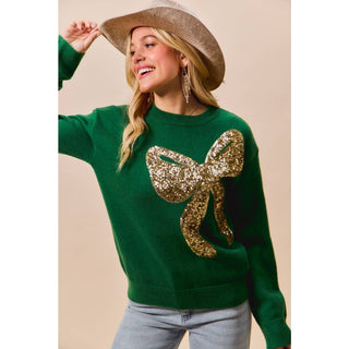 Sequin Ribbon Christmas Sweater