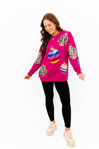 Christmas Ornaments Sequin Sweater